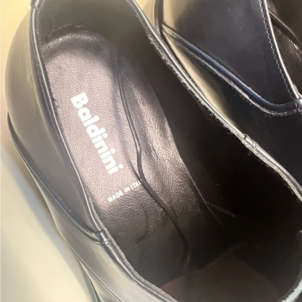 MADE IN ITALY LEATHER Baldinini Black Chukka Boots Polished Leather Lace-Up